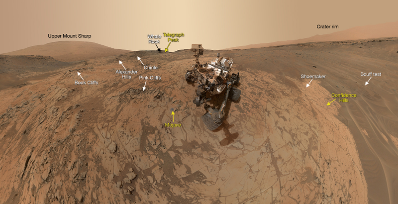 Illustration for article titled Curiosity se hace un selfie panorámico en su nueva ubicación en Marte